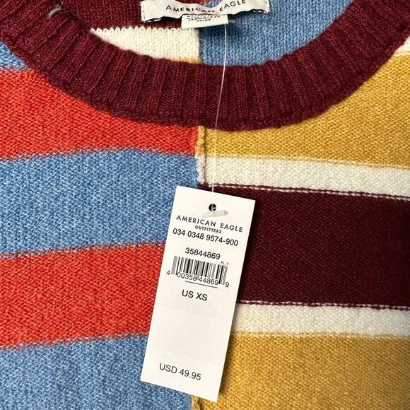 American Eagle Patchwork Crew Neck Sweater Size Extra Small NWT - Picture 6 of 6